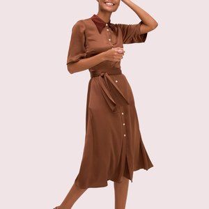 kate spade new york satin smocked back shirtdress